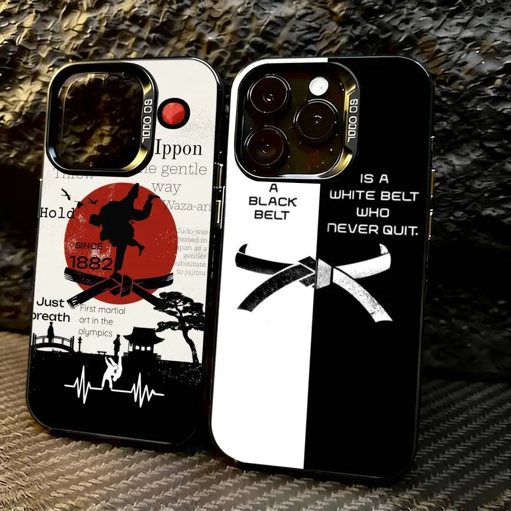 

J-Jujitsu J-Judo Phone Case For iPhone 17,16,15,14,13,12,11 Plus,Pro Max,XS,Colored Silver Plated Inside Cover