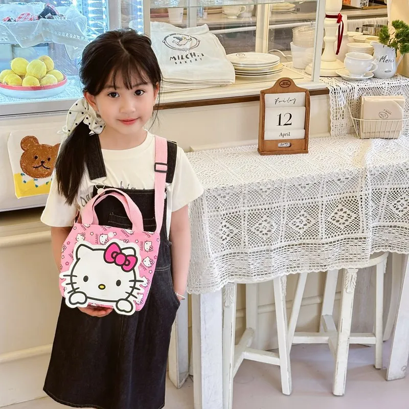 Sanrio Tote Bag Kawaii Cartoon Cinnamoroll Kuromi Shoulder Bags for Children Crossbody Messenger Pouch Cosmetic Travel Backpack