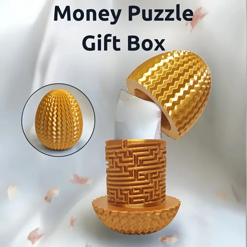 3D Printed Money Maze Puzzle Box Perfect For Cash Gifts,Unique Money Gift Box And Brain Teaser,Ideal Holiday Decor Surprise Egg