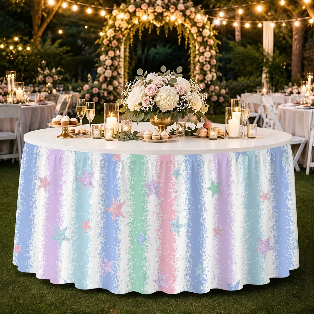Colorful star pattern tablecloth and table runner. Suitable for party events, kitchen and restaurant decoration.