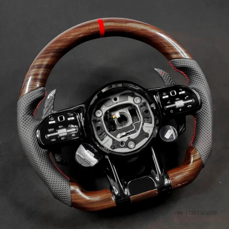 

Walnut Wood Black Perforated Leather Carbon Fiber Steering Wheel Fit For Mercedes809 AMG W205 C205 W166 W167 W177 W213 W222 W223