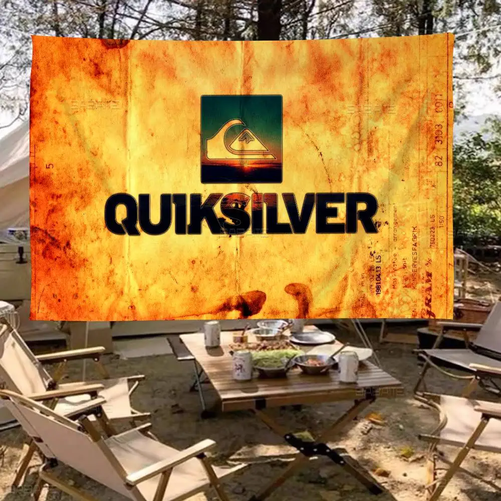 vintage famous Q-QuiksilverS LOGO High End Quality Banner Printing Artistic Atmosphere Style Camping Flag