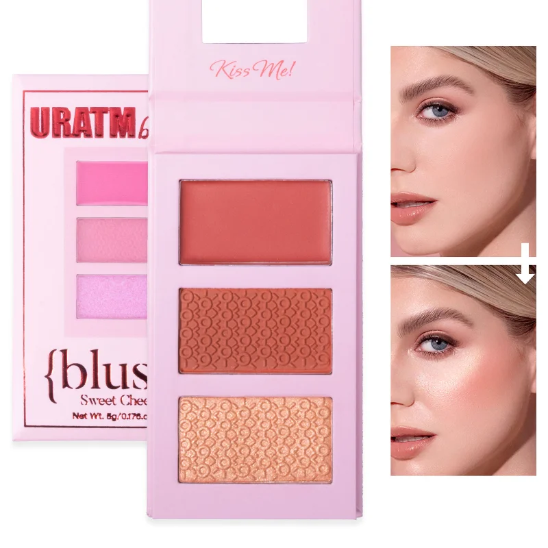 블러셔 3-color Facial Repair Palette with Matte Pearlescent Finish To Modify The Face and Create Highlighter Makeup Beauty Cosmetic