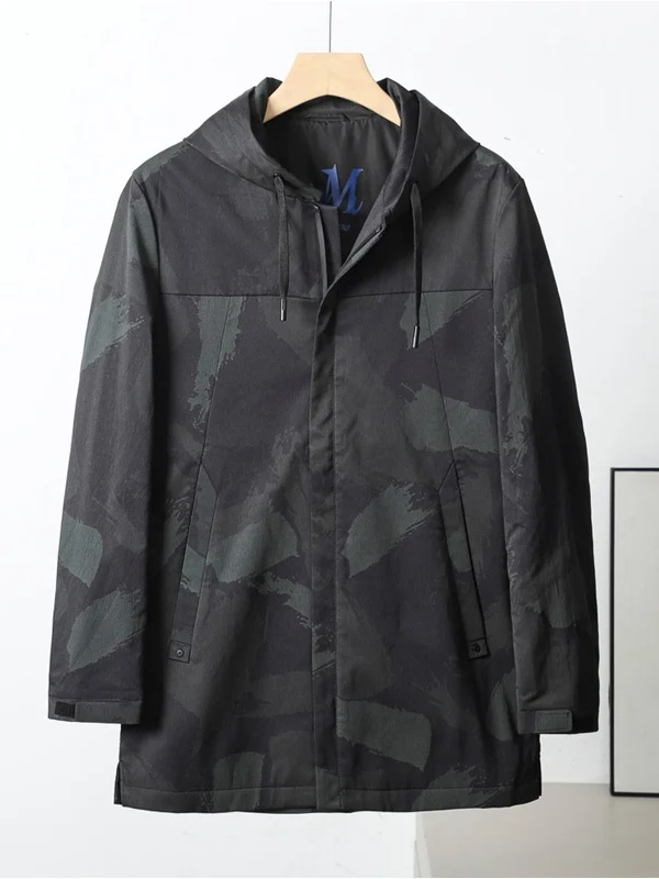 

Men's Faionable Warmth Windproof Casual Hooded Jaet Coat Stand Version Nylon Cotton Polyester Zipper Closure Long Sve