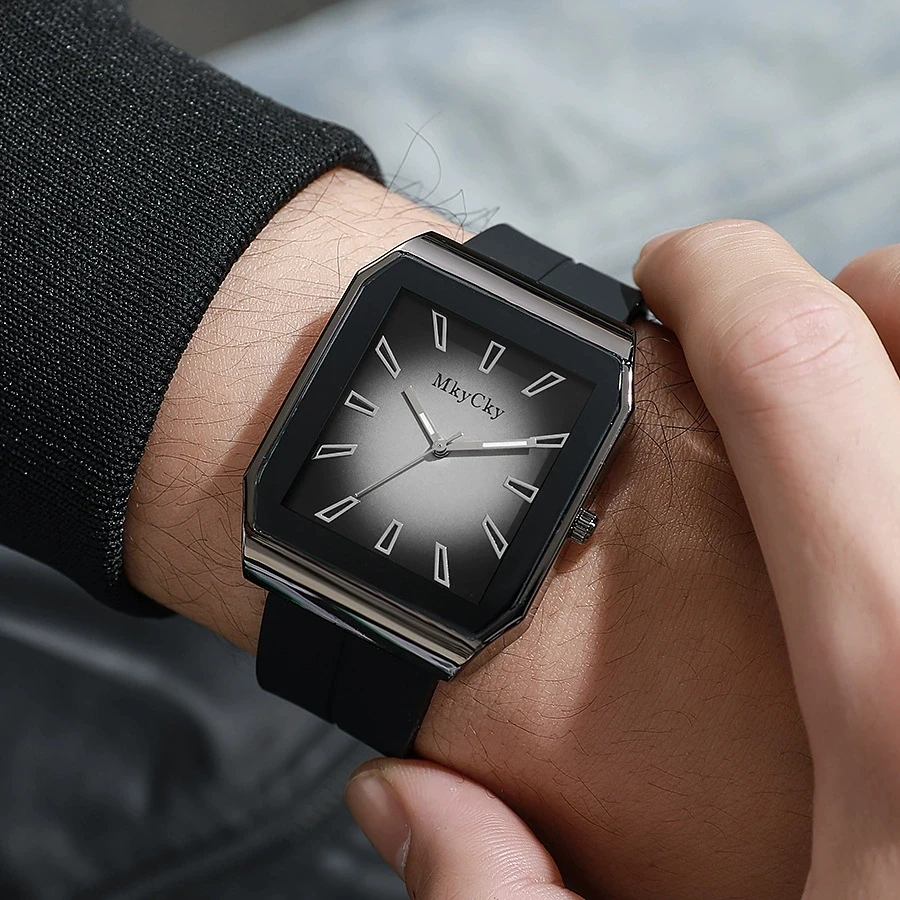 

Новые модные роскошные мужские деловые часы для мужчин, прямоугольные силиконовые повседневные кварцевые часы для подарков, мужские наручные часы Reloj Hombre