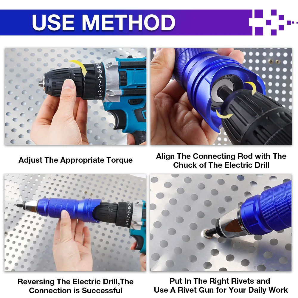 Electric Rivet Nut Gun Adapter Riveting Tool Home Cordless Rivet Gun, M3, M4, M5, M6, M8, M10 Pull Rivet Gun, For Electric Drill
