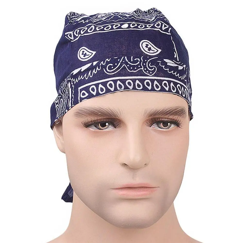 Outdoor Cycling Hat Pirate Hat Pure Cotton Printed Square Scarf Hat Headband Rag Durag Cap Beanie Wrap Hip hop Headscarf Hat