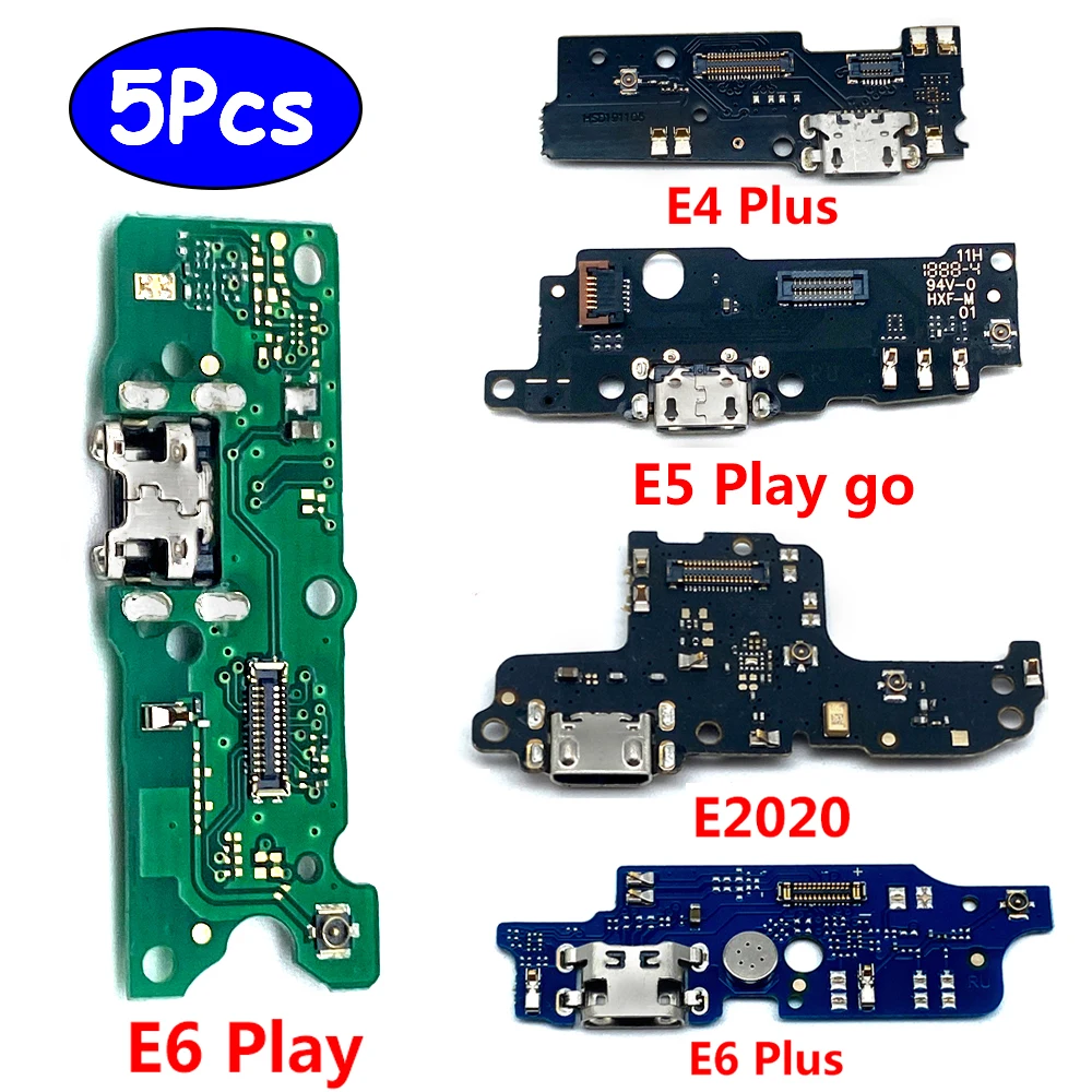 5Pcs，For Moto E7 E6S E4 E6 Plus E5 Play Go E 2020 E4T USB Charging Port Dock Plug Socket Jack Connector Charge Board Flex Cable