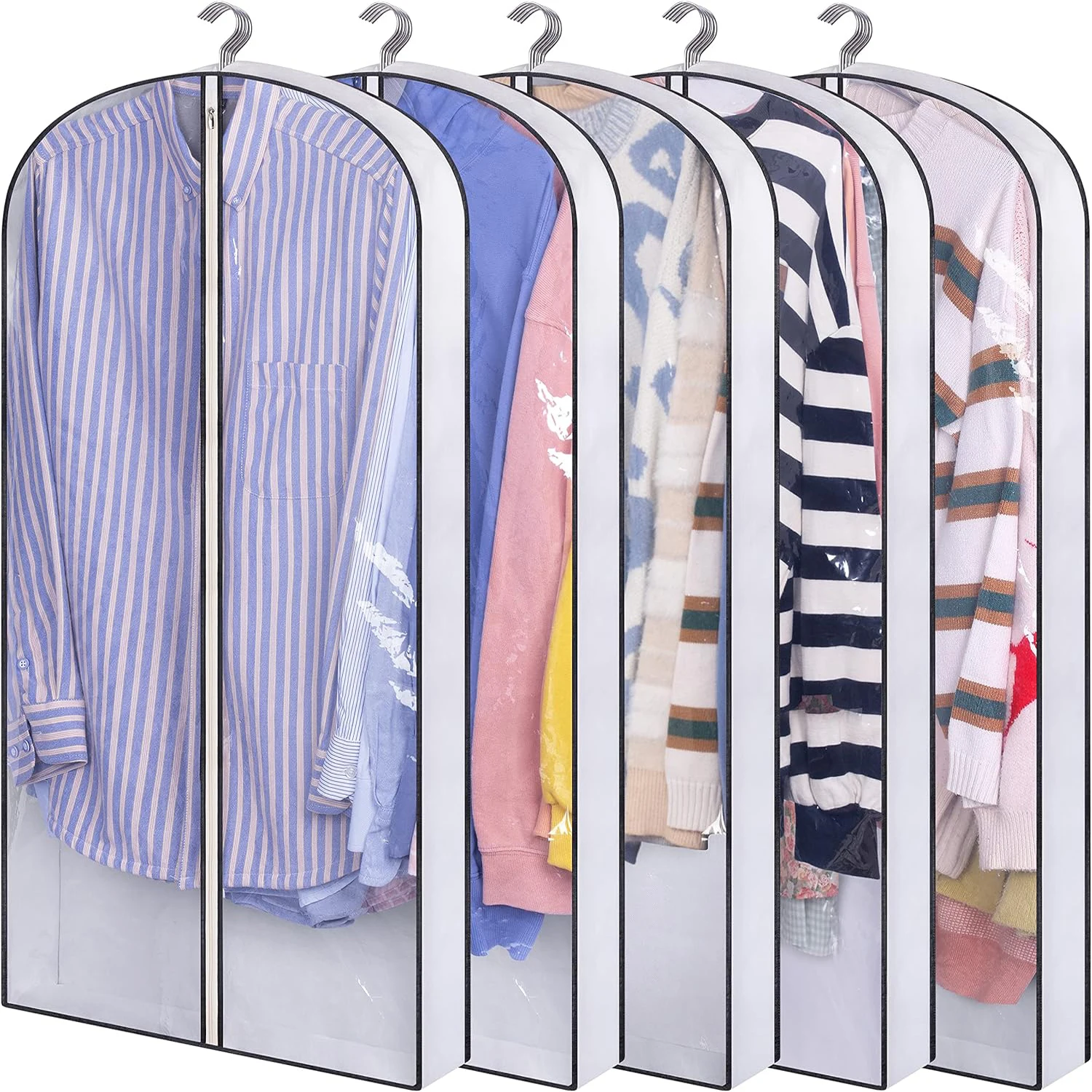 

40" Garment Bags for Hanging Clothes Storage with 4" Gussetes Clear Suit Bags for Closet Storage Coat Cover for Sweaters Shirts