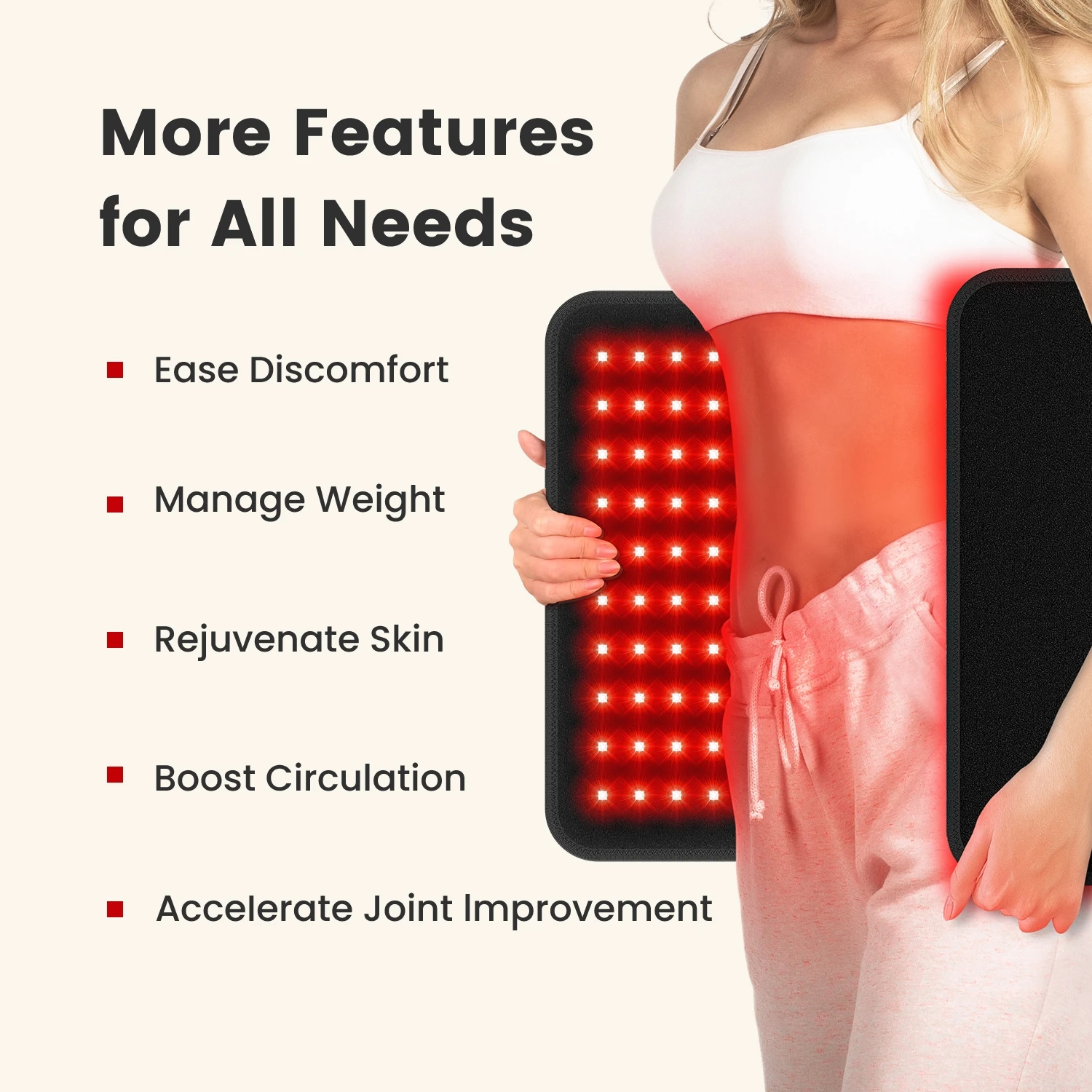 

Ремень для терапии красным светом для тела, устройство для терапии инфракрасным светом для спины, плеч, талии, боли в животе, 2160, светодиоды, коврик для подарка