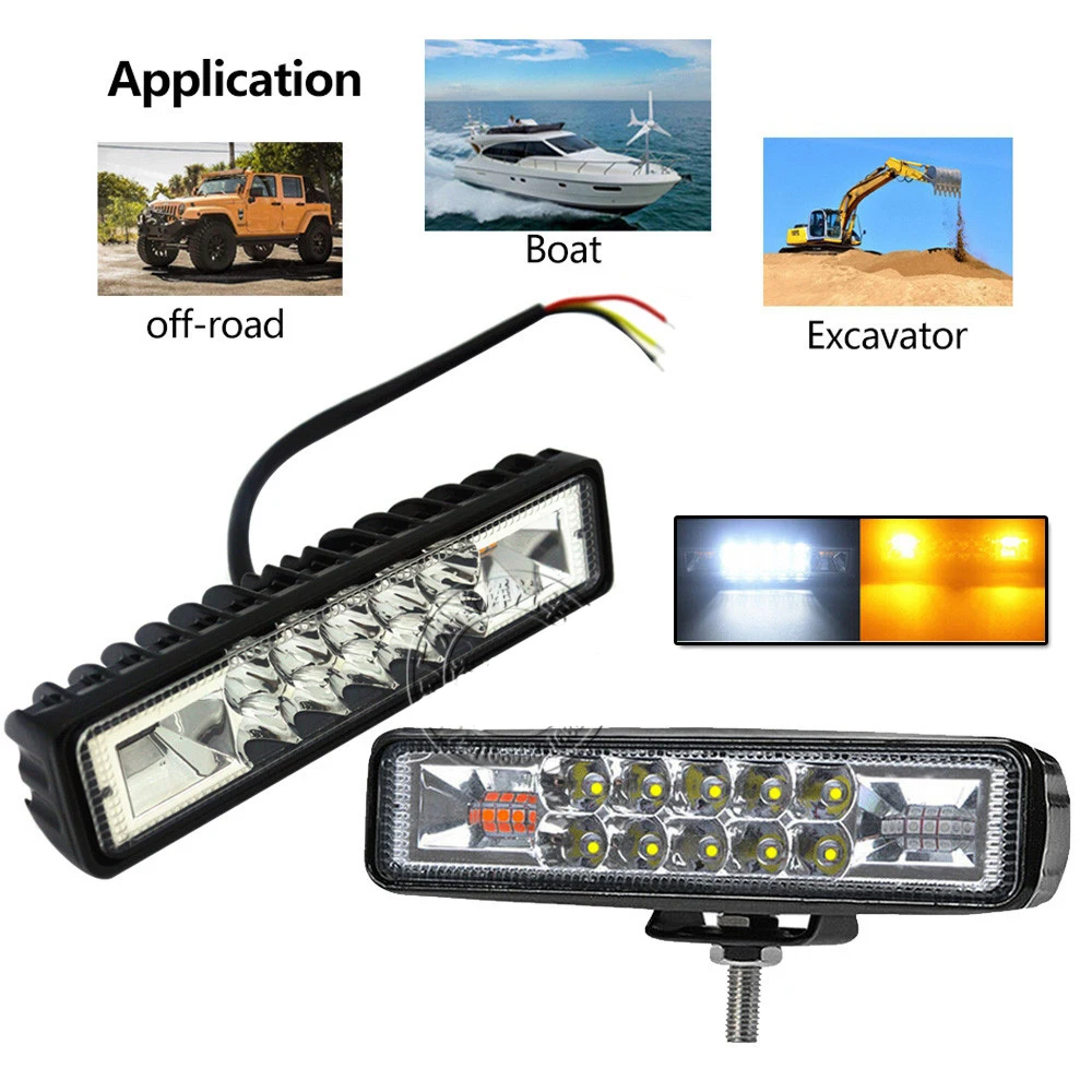 Car LED Work Light Headlights Auxiliary Lights Jeep Wrangler JK TJ motorcycle 48W Red Blue Yellow White Strobe Inspection Lights