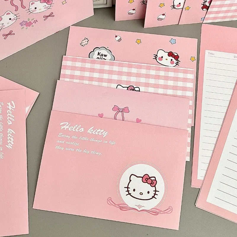 HelloKitty Cute Envelope Letter Paper Cartoon Pink Letter Letters Card Card Students Stationer Party Invitation Thank You Letter