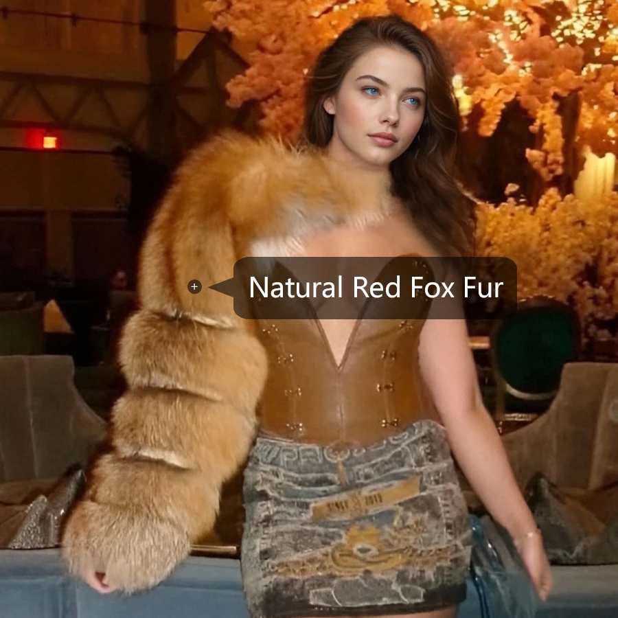 Natürlicher roter Fuchspelzmantel für Frauen, abgeschnittene Pelzhülse mit einem Arm, echtes Fell, Oberbekleidung, heißer Verkauf, Fuchs-Einzelpelzhülse