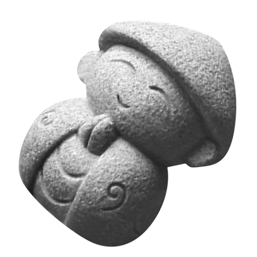 Small Stone Maitreya Buddha Adornment Handcrafted Limestone Desktop Buddha Decor for Office Desk Home Interior Tea Pet