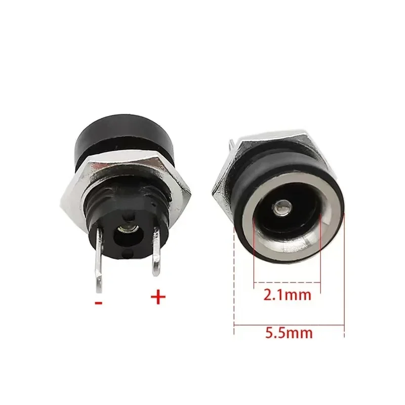 2/5/10Pcs DC022B 5.5 x 2.1mm DC Power Jack Socket Connector 2 Pin Female Panel Mount Adapter 5.5*2.1 mm DC Connector