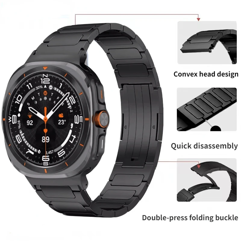 Pasek ze stopu tytanu do zegarka Samsung Galaxy Ultra 47 mm Metalowa bransoletka ze stali nierdzewnej do paska Galaxy Watch 7 Ultra 47 mm