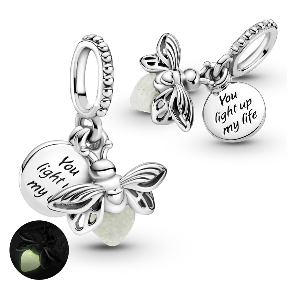 Glowing in the Dark Charm Fit Snake Bone Chain Bracelet Women's Beads DIY Fashion Glow Firefly Pendant Jewelry 2025 Hot Selling image 2