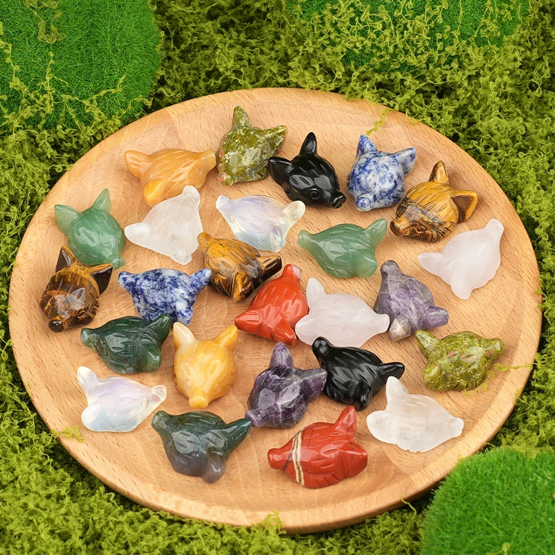 اليدوية مشتهى الأصفر اليشم الثعلب رئيس شكل الأحجار الكريمة جيب كريستال الحيوان قلادة حلية هدية هالوين الديكور 1.0 بوصة #5