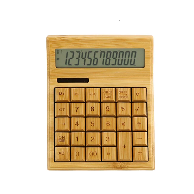 Creative Bamboo Products Calculator Solar Finance Desktop Simple Printing LOG Business Gift Computer CS-30