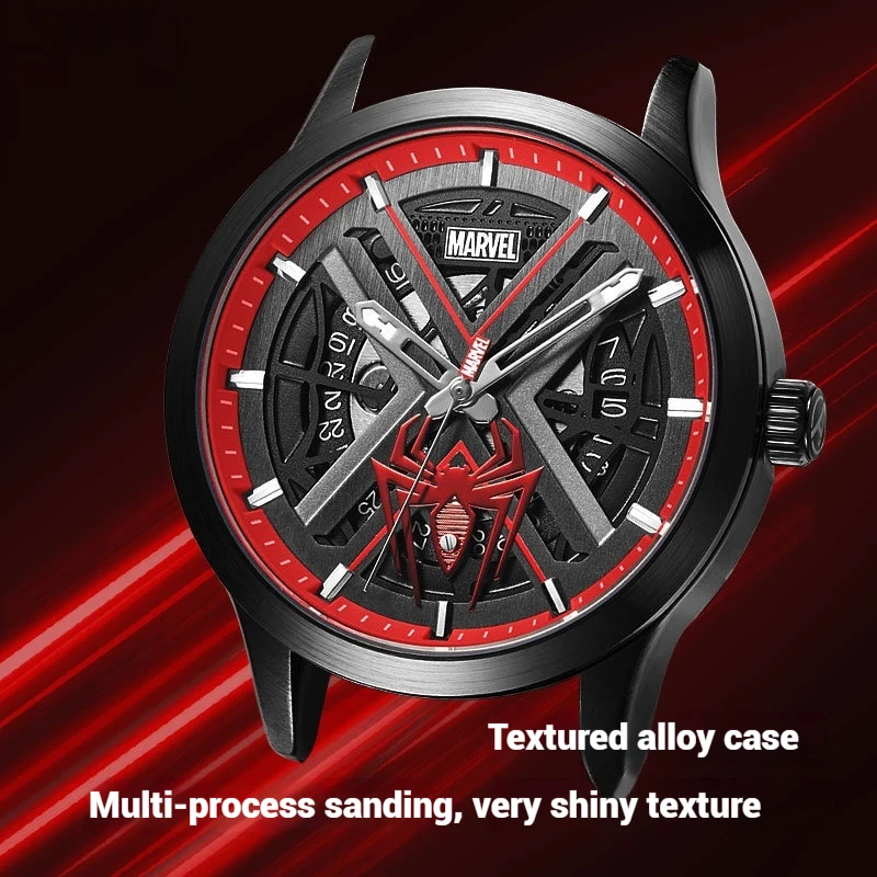 

2024 New Hot Selling Models Spider-Man Series Night Light Mechanics Movement Handsome Super Cool Man Mechanical Watch Gift Toys