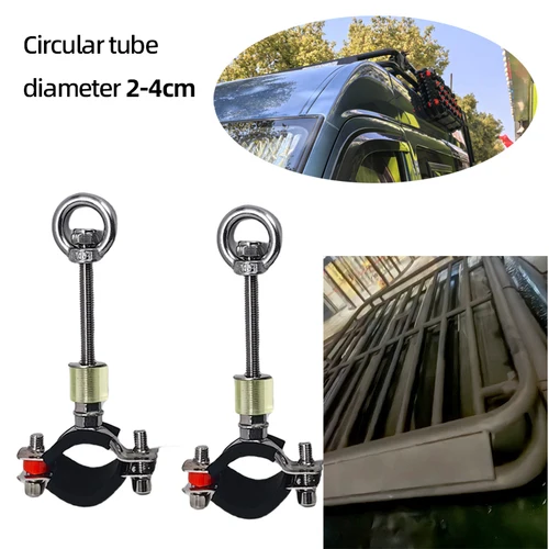 Imagen 2 del producto Plataforma de tubo redondo, tablas de tracción, soporte de montaje para coches/pantalones/SUV/RV, par de alfombrillas de tracción para neumáticos, modificación de coche