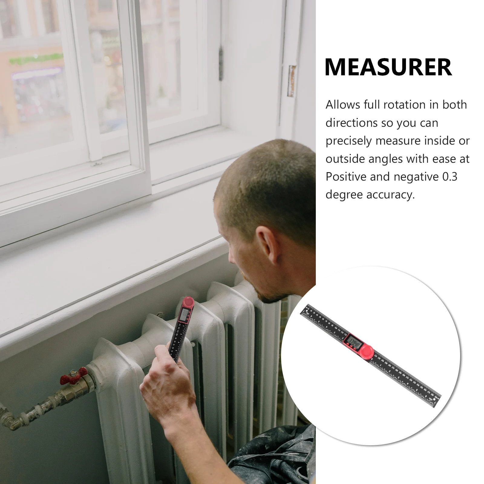 

Digital Angle Ruler Protractor 0.3 Degree Accuracy Lcd Display Measuring Tool For Woodworking Miter Bevel