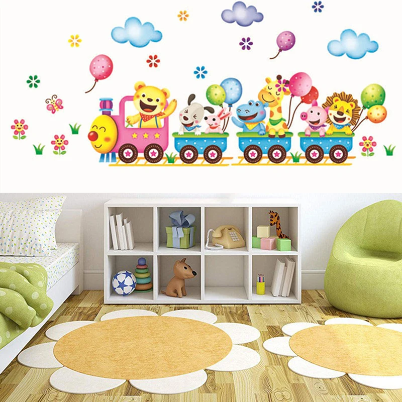 Animals DIY Train Wall Sticker for Kids Baby Room Nursery Home Decor Mural Art