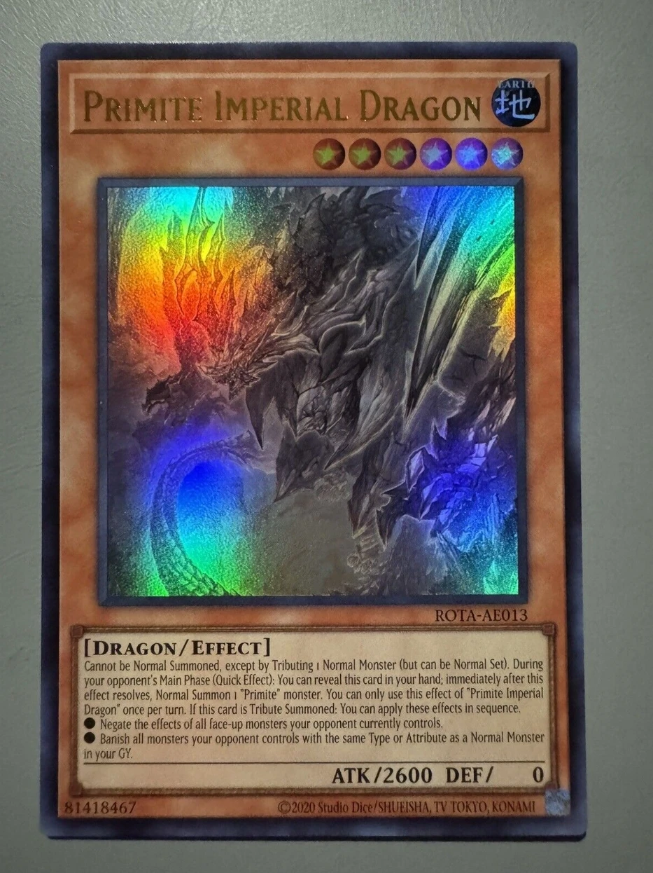 Yugioh KONAMI Duel Monsters ROTA-AE013 Primite Imperial Dragon Ультра редкая азиатская английская коллекция мятная карта