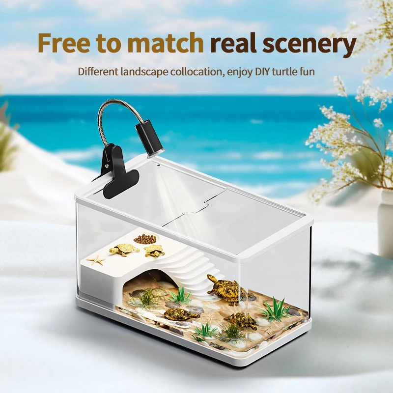 

High definition transparent acrylic aquarium plastic leak proof aquarium reptile turtle habitat Easy water change Turtle tank