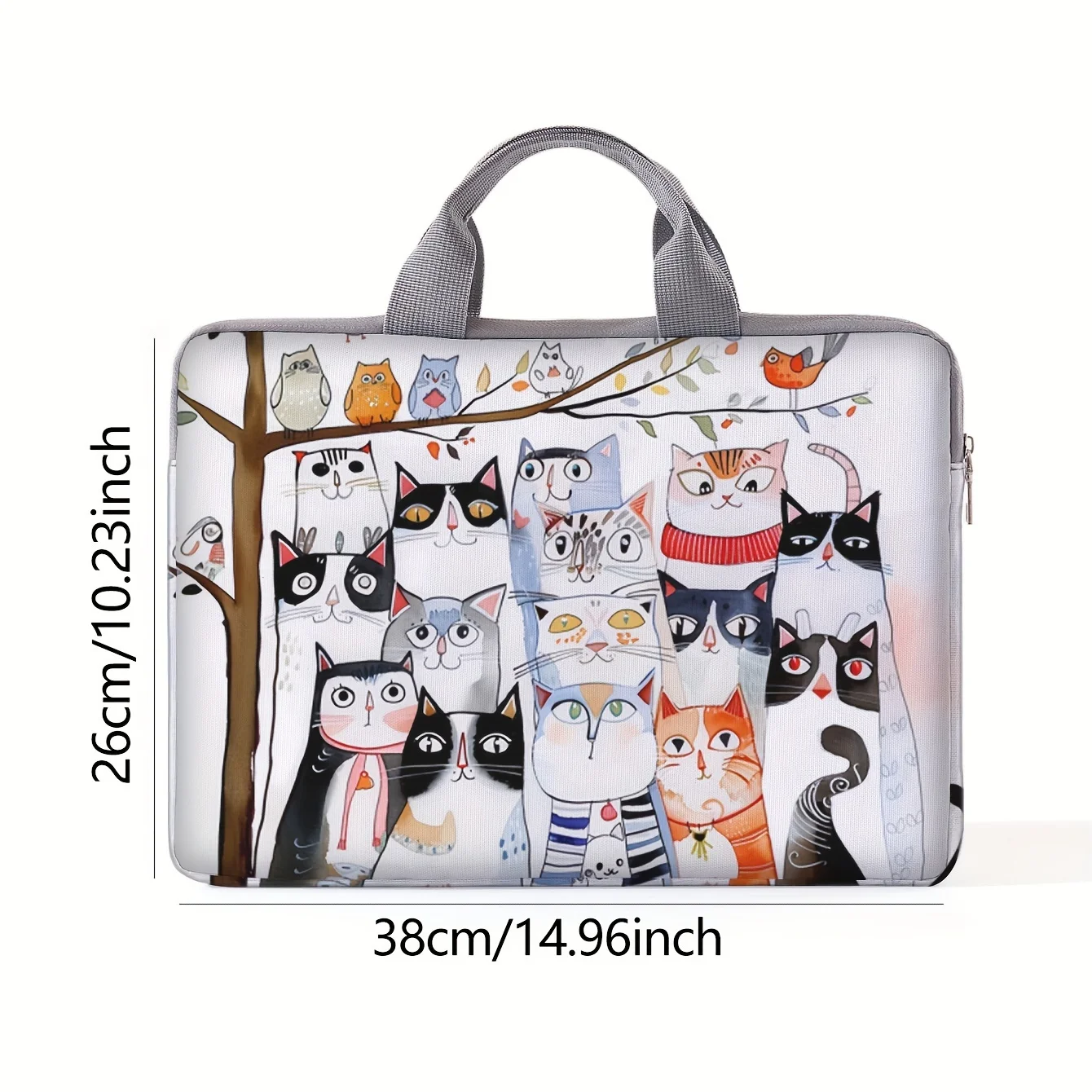 1-piece set, laptop bag with cat pattern printed on it, briefcase, suitable for 14 inch laptops, fixed laptop bag