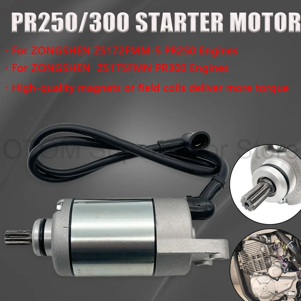 For ZONGSHEN ZS172FMM-5 PR250 ZS175FMN PR300 Motorcycle Starter Motor Electrical Engine Start Drive Accessories KEWS Motocross