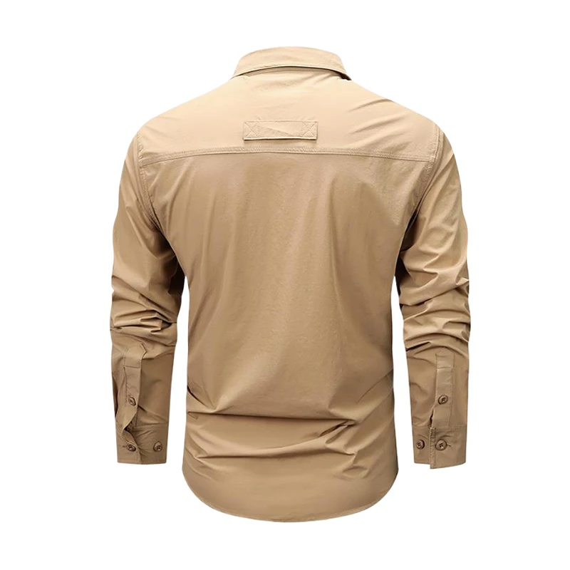 Spring Autumn Men Cotton Long Sleeve Cargo Shirts Jackets Man Tactic Military Casual Polo Shirt Mens Streetwear Retro Shirt Tops