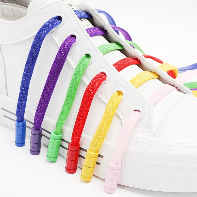 No Tie Shoelaces for Sneakers Flat Elastic Tieless Shoe Laces Colorful Capsule Buckle Shoelace Stretch Tennis Laces for Shoes