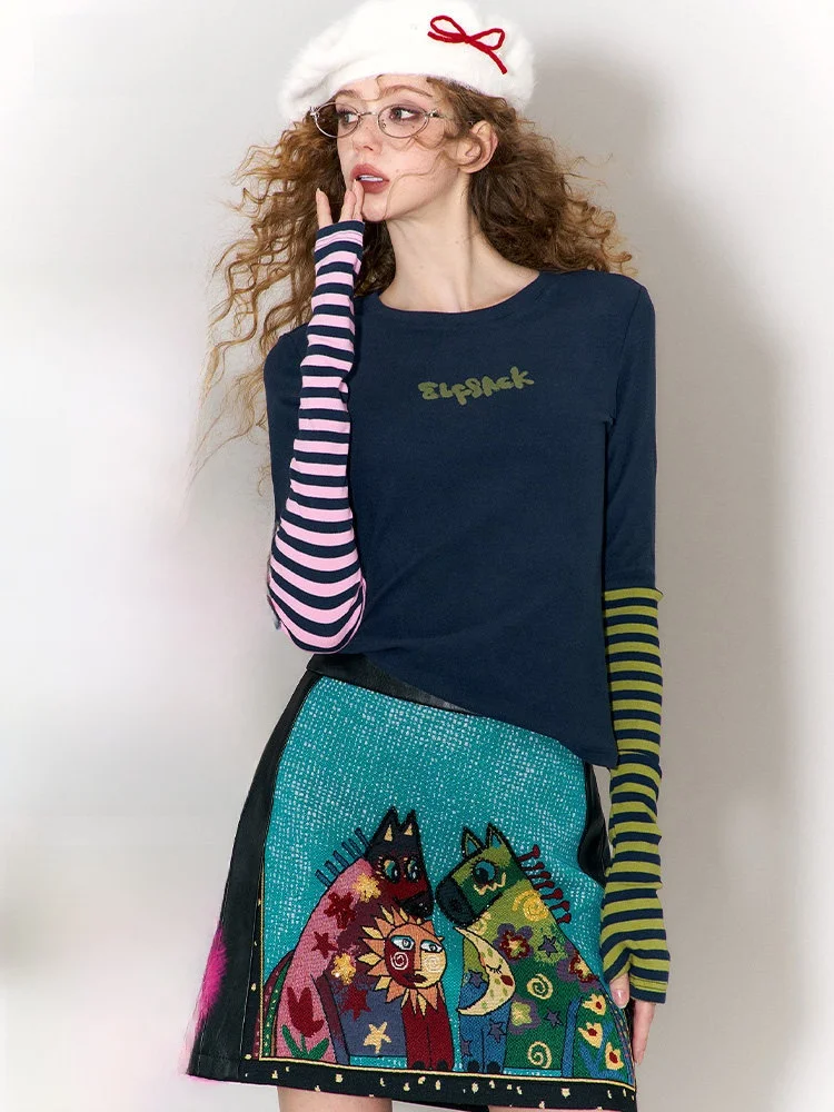 

Slim Fit Long Sve T-irt Women Winter Base Layer irt Inner Wear Elf Sa ket Splice Casual Sle round Ne Top