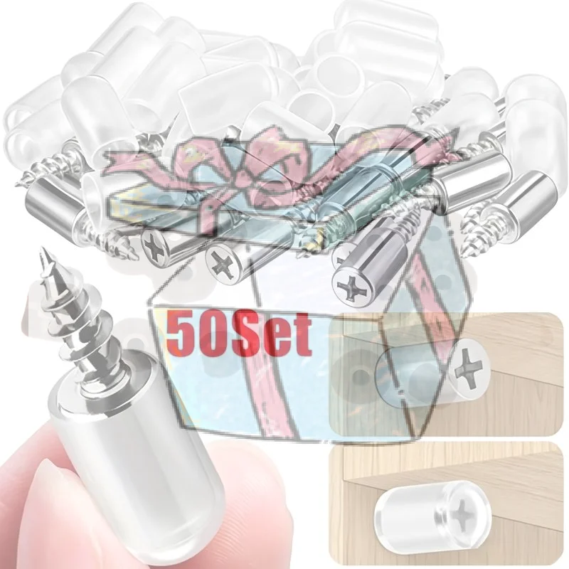 【CCA】50pcs Cross Self-tapping Screw Partition Holder Screw Shelf Bracket Support with Non-Slip Sleeve