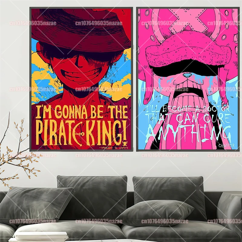 

Classic Anime One Piece Art HD Poster Luffy Zoro Usopp Sanji Nami Chopper Living Room Decoration Mural Daily Gift Practical Gift
