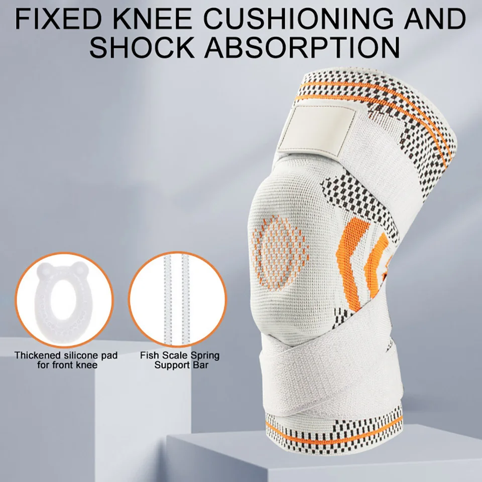 Knee Braces with Silicone Gel Patella Compress Sleeve Spring Support Protector Stabilizer for Arthritis Sports ACL Recovery