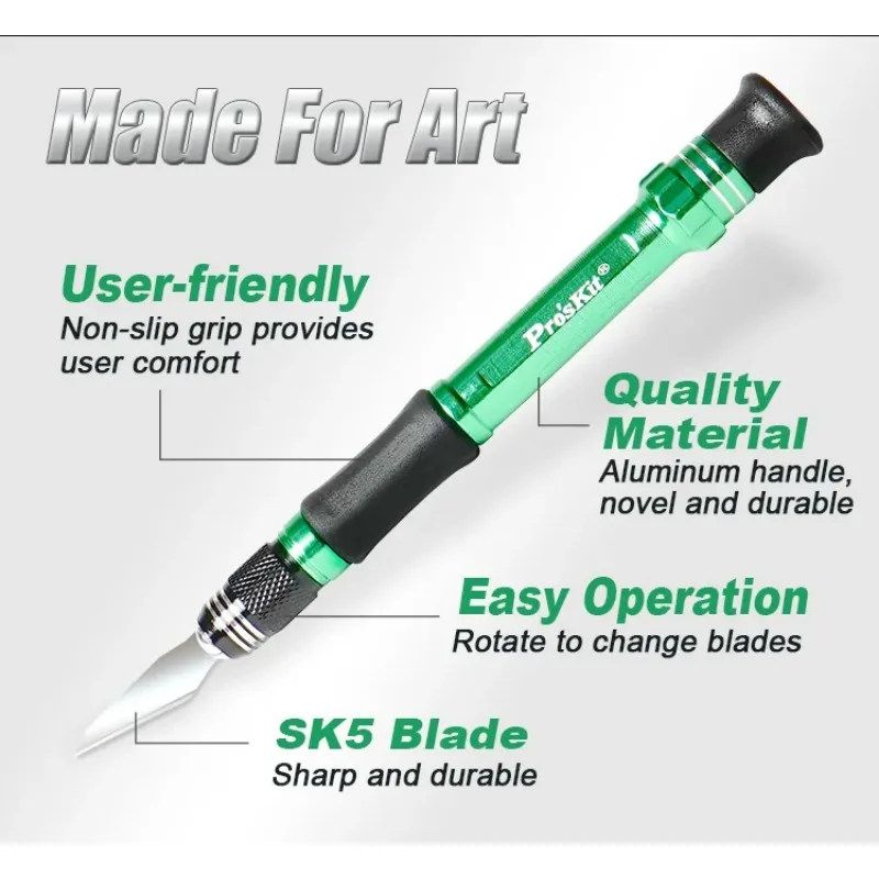 Imagem -03 - Proskit-handmade Art Carving Knife Grupo Repair Modelo Cortadores de Bisturi Phone Repair 13 Blade Aluminum Alloy Handle Pd398