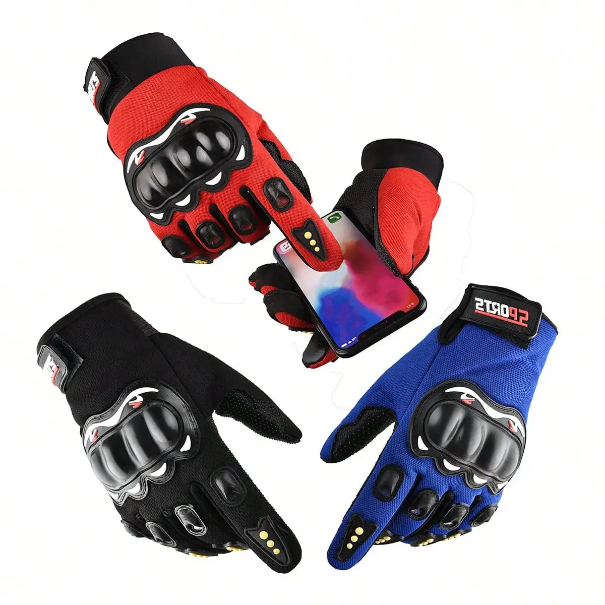 1 Pair Hard Shell Full-Finger Gloves for Spring, Summer, Autumn Motorcycle Off-Road Riding Protective Handwear