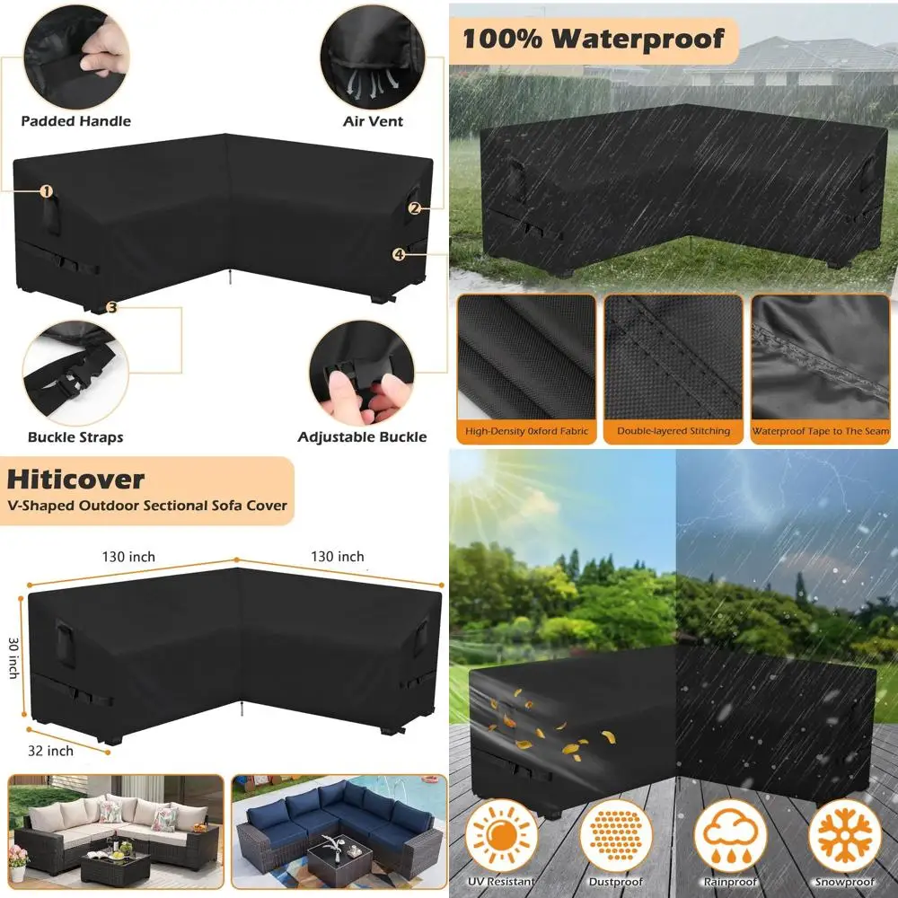 

Водонепроницаемый чехол для уличной V-образной секционной софы 130 x 130 см, чехол для L-образных диванов, зимний чехол для садовой мебели, 130Д x 32Ш x 30В см