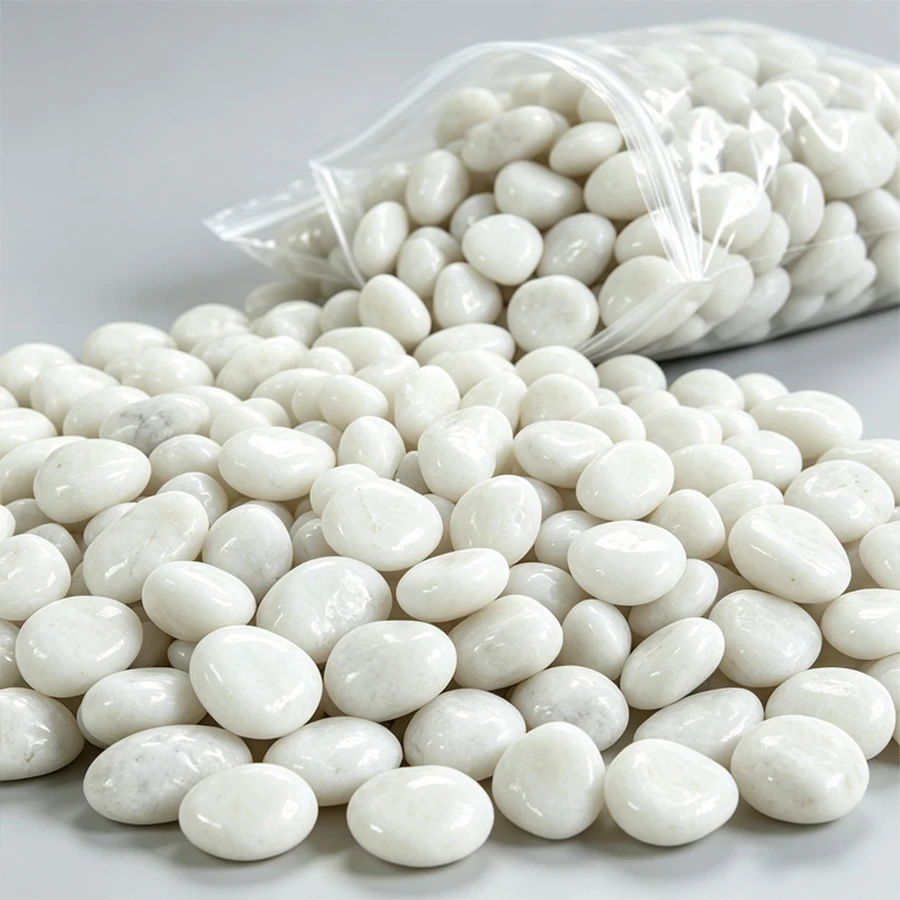 250/350/450g Polished White River Rocks, Practical Ornamental Stones for Plant Pot Topping, Vase Filler, Aquarium Layout, XJM
