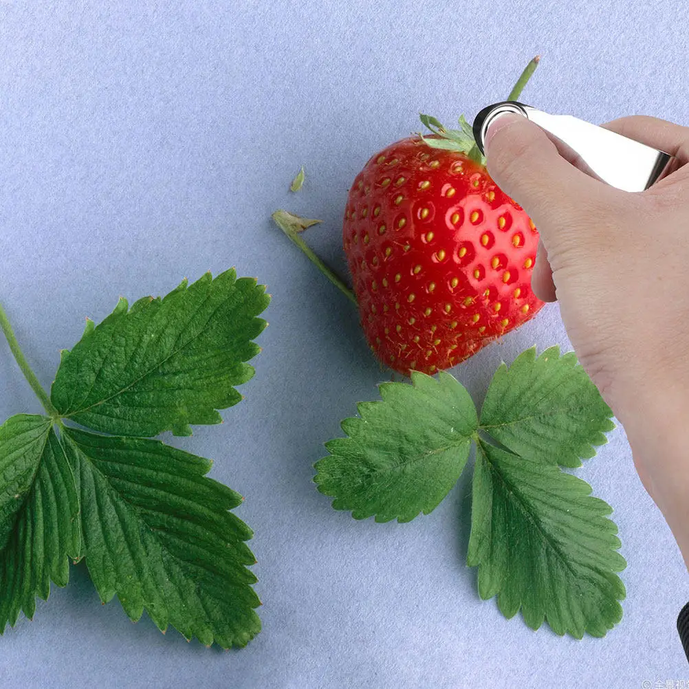 4Pcs Stainless Steel Strawberry Hullers Fruit Stem Remover Picker Ergonomic Handle for Fast Prep of Fresh Fruits Vegetables view 6