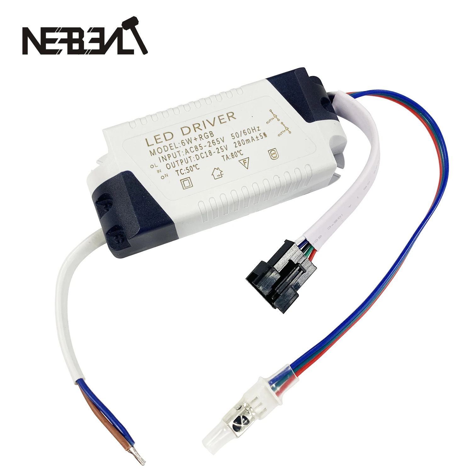 LED Driver 6W 12W 18W+RGB Transfermer For Ceiling Lamps 2 Channels Output 280mA,With 5pin Connetor IR Receiver  Head AC110-265V