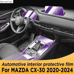 Automotive Interior TPU Protective Film Cover, Painel Caixa De Engrenagens, Tela De Navegação, Acessórios Anti-Scratch, Mazda CX30 2020-2024