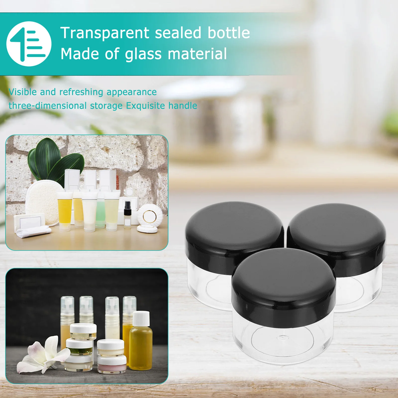 

15pcs 25ML Round Black Eye Cream Jars Empty Containers Portable Beauty Storage Plastic Lining Sealed Gifts