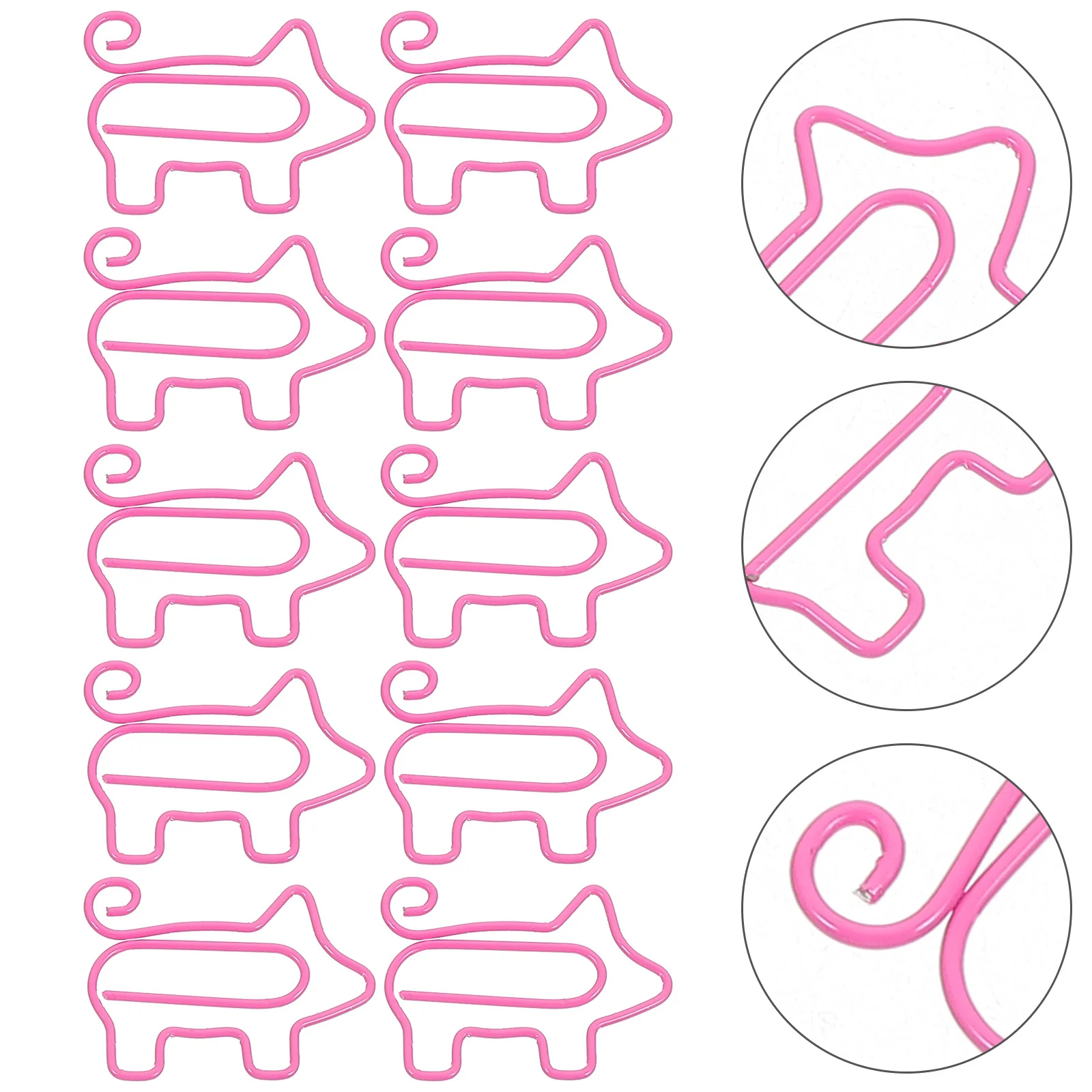 

50pcs Pig Shaped Paper Clips Metal Colorful Office School Supplies Decorative Holder For Files Letters Money Cartoon Design Iron