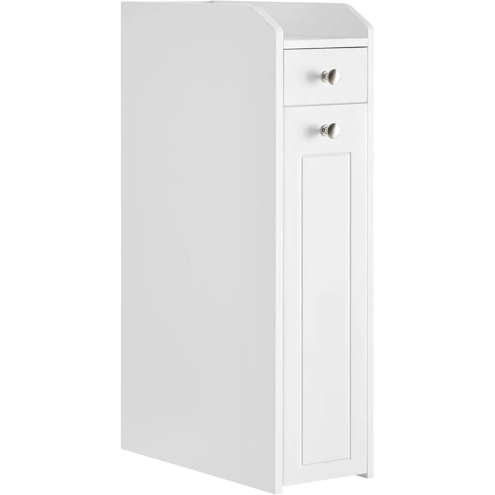 

Small Bathroom Storage Cabinet, Slim Organizer, Toilet Paper Holder with Slide Out Drawers, White