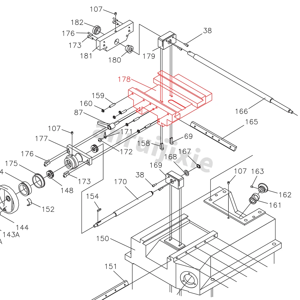 Bed saddle, for SIEG SX3-178&X3&JET JMD-3&BusyBee CX611&Grizzly G0619&G0463 Mini Miling spares parts