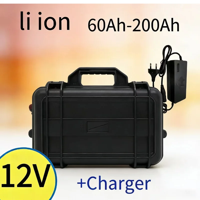 IP65 Waterproof 12V Rechargeable Lithium Battery 60-180Ah | Built-in BMS & 10A Fast Charger | Perfect for Trolling Motor/Marine