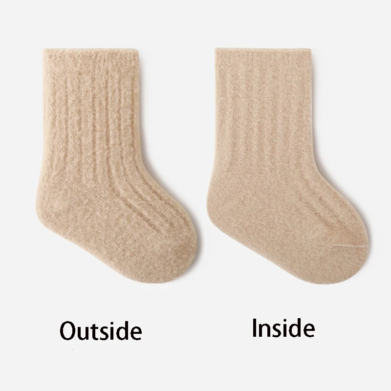 Winter Toddler Mid Socks Newborn Baby Kids Soft Solid Color Cotton Warm Socks Autumn Girls Infant Boys Skidproof Boneless Socks